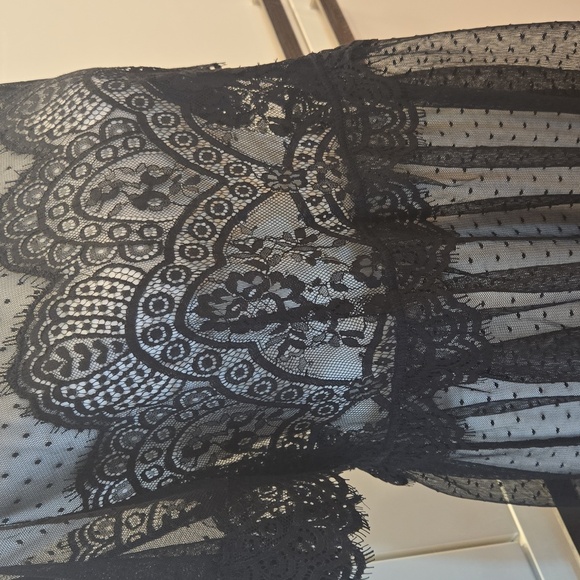 Free People Sheer Crochet Lace Embroidered Maxi Dress Top Black Size Small - Picture 7 of 12